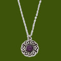 Celtic Knotwork Amethyst Glass Stone Circular Small Stylish Pewter Pendant
