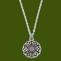 Celtic Knotwork Moonstone Glass Stone Circular Small Stylish Pewter Pendant