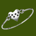 Heart Paw Prints Symbol Silver Plated Clip On Bangle