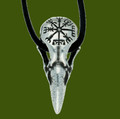 Helm Of Awe Raven Skull Viking Symbol Wax Cord Thong Stylish Pewter Pendant