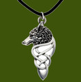 Wolf Celtic Knotwork Symbol Leather Thong Stylish Pewter Pendant