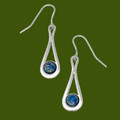 Teardrop Opal Glass Stone Stylish Pewter Sheppard Hook Earrings