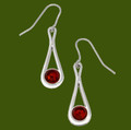 Teardrop Amber Glass Stone Stylish Pewter Sheppard Hook Earrings