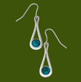 Teardrop Turquoise Glass Stone Stylish Pewter Sheppard Hook Earrings