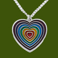 Heart Rainbow Enamel Love Themed Stylish Pewter Pendant
