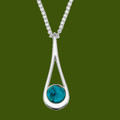 Teardrop Turquoise Glass Stone Stylish Pewter Pendant