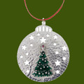 Christmas Tree Green Enamel Red Crystal Stylish Pewter Tree Ornament Decoration