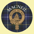 MacNeil Clan Crest Tartan Cork Round Clan Badge Coasters Set of 4