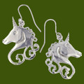 Unicorn Mystical Creature Themed Sheppard Hook Stylish Pewter Earrings