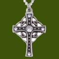 Endless Open Loop Antiqued Cross Clear Crystal Stone Stylish Pewter Pendant