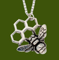 Bee With Honeycomb Insect Themed Stylish Pewter Pendant