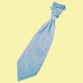 Dusty Blue Mens Plain Satin Pre-tied Ruche Wedding Cravat Necktie 