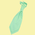 Mint Green Mens Plain Satin Pre-tied Ruche Wedding Cravat Necktie 