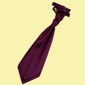 Plum Purple Mens Plain Satin Pre-tied Ruche Wedding Cravat Necktie 