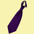 Purple Mens Plain Satin Pre-tied Ruche Wedding Cravat Necktie 