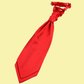 Scarlet Red Mens Plain Satin Pre-tied Ruche Wedding Cravat Necktie 