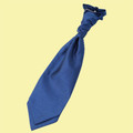 Navy Blue Mens Plain Shantung Pre-tied Ruche Wedding Cravat Necktie 