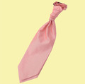 Peach Pink Mens Plain Shantung Pre-tied Ruche Wedding Cravat Necktie 