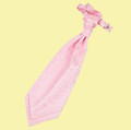 Baby Pink Mens Swirl Microfibre Pre-tied Ruche Wedding Cravat Necktie 