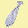 Silver Grey Mens Swirl Microfibre Pre-tied Ruche Wedding Cravat Necktie 