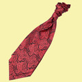 Black And Red Mens Paisley Microfibre Pre-tied Ruche Wedding Cravat Necktie 
