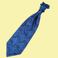 Royal Blue Mens Paisley Microfibre Pre-tied Ruche Wedding Cravat Necktie 