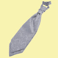 Silver Grey Mens Paisley Microfibre Pre-tied Ruche Wedding Cravat Necktie 