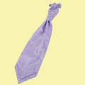 Lilac Mens Floral Microfibre Pre-tied Ruche Wedding Cravat Necktie 