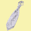 Silver Grey Mens Floral Microfibre Pre-tied Ruche Wedding Cravat Necktie 