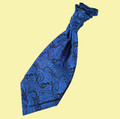 Royal Blue Boys Paisley Microfibre Pre-tied Ruche Wedding Cravat Necktie 