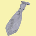 Silver Grey Boys Paisley Microfibre Pre-tied Ruche Wedding Cravat Necktie 