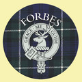 Forbes Clan Crest Tartan Cork Round Clan Badge Coasters Set of 4