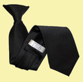 Black Mens Plain Satin Clip-on Tie Wedding Necktie Set Of Five
