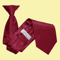 Burgundy Mens Plain Satin Clip-on Tie Wedding Necktie