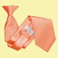Coral Mens Plain Satin Clip-on Tie Wedding Necktie Set Of Five
