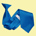 Electric Blue Mens Plain Satin Clip-on Tie Wedding Necktie Set Of Five