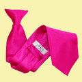 Hot Pink Mens Plain Satin Clip-on Tie Wedding Necktie Set Of Five