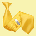 Marigold Yellow Mens Plain Satin Clip-on Tie Wedding Necktie Set Of Five