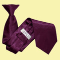 Plum Purple Mens Plain Satin Clip-on Tie Wedding Necktie Set Of Five