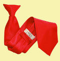Scarlet Red Mens Plain Satin Clip-on Tie Wedding Necktie