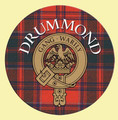 Drummond Clan Crest Tartan Cork Round Clan Badge Coasters Set of 4