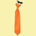 Burnt Orange Boys Plain Satin Elastic Tie Wedding Necktie 