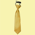 Gold Boys Plain Satin Elastic Tie Wedding Necktie 