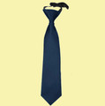 Navy Blue Boys Plain Satin Elastic Tie Wedding Necktie 