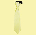 Pale Yellow Boys Plain Satin Elastic Tie Wedding Necktie 