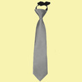 Platinum Grey Boys Plain Satin Elastic Tie Wedding Necktie 
