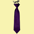 Purple Boys Plain Satin Elastic Tie Wedding Necktie 