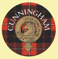 Cunningham Clan Crest Tartan Cork Round Clan Badge Coasters Set of 4