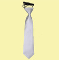 Silver Grey Boys Plain Satin Elastic Tie Wedding Necktie 