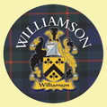 Williamson Coat of Arms Tartan Cork Round Scottish Name Coasters Set of 2